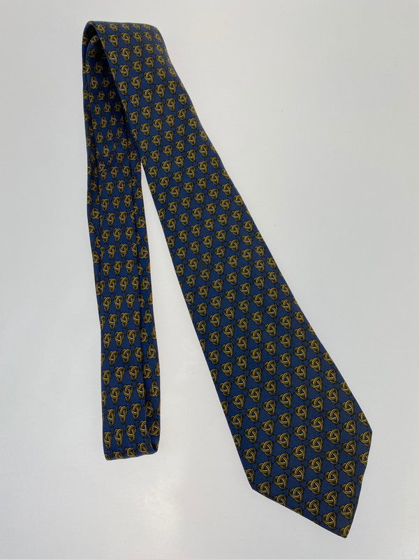 【中古品】【メンズ】 HERMES エルメス SILK TIE ネクタイ シルクタイ スーツ用小物 服飾雑貨 トリニティ 刃柄 183-251209-kk-16-min カラー：ネイビー 万代Net店