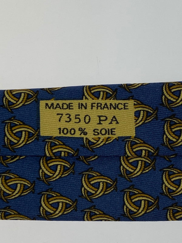 【中古品】【メンズ】 HERMES エルメス SILK TIE ネクタイ シルクタイ スーツ用小物 服飾雑貨 トリニティ 刃柄 183-251209-kk-16-min カラー：ネイビー 万代Net店