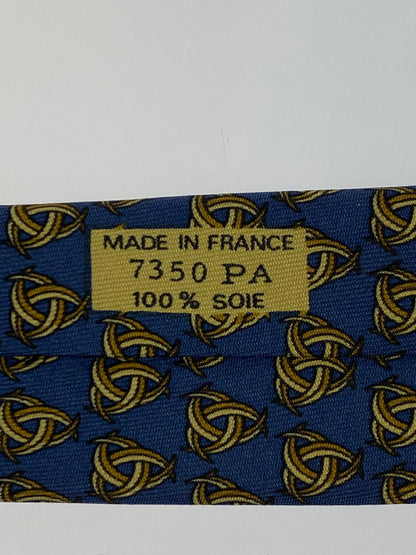 【中古品】【メンズ】 HERMES エルメス SILK TIE ネクタイ シルクタイ スーツ用小物 服飾雑貨 トリニティ 刃柄 183-251209-kk-16-min カラー：ネイビー 万代Net店