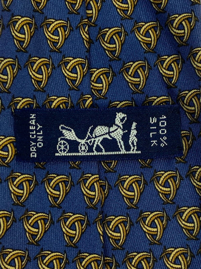 【中古品】【メンズ】 HERMES エルメス SILK TIE ネクタイ シルクタイ スーツ用小物 服飾雑貨 トリニティ 刃柄 183-251209-kk-16-min カラー：ネイビー 万代Net店