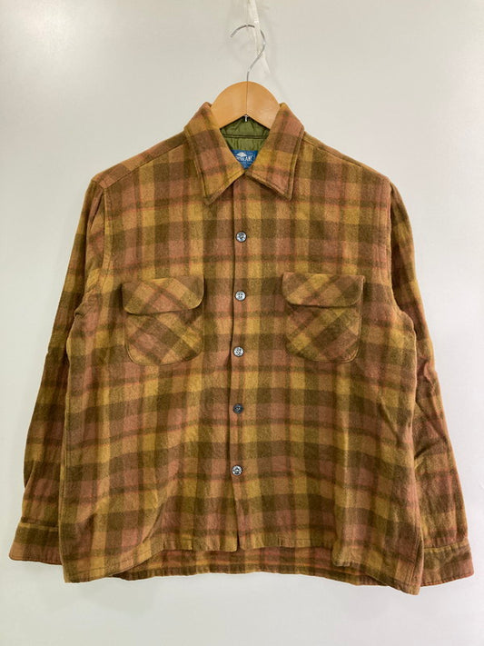【中古品】【メンズ】 MONTBLANC モンブラン 50-60's L/S WOOL CHECK SHIRT VINTAGE 50-60年代 ロングスリーブ ウールチェックシャツ 長袖 トップス ヴィンテージ 146-251207-kk-11-min サイズ：L カラー：ブラウン 万代Net店