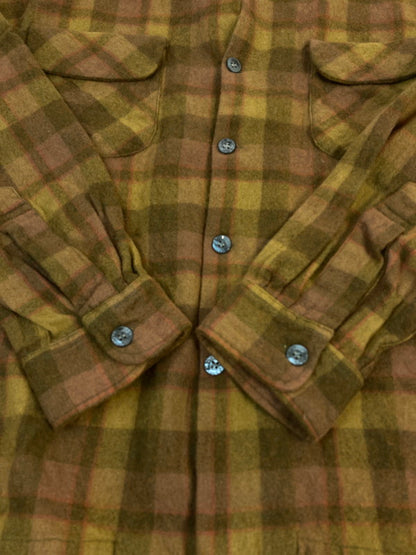 【中古品】【メンズ】 MONTBLANC モンブラン 50-60's L/S WOOL CHECK SHIRT VINTAGE 50-60年代 ロングスリーブ ウールチェックシャツ 長袖 トップス ヴィンテージ 146-251207-kk-11-min サイズ：L カラー：ブラウン 万代Net店