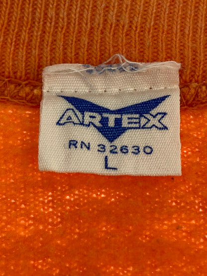 【現状渡し品】【メンズ】 ARTEX アルテックス 60's FLOCKY PRINT SWEAT SHIRT VINTAGE 60年代 フロッキープリント スウェットシャツ トップス トレーナー ヴィンテージ 146-251207-kk-15-min サイズ：L カラー：オレンジ 万代Net店