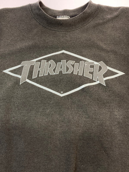 【現状渡し品】【メンズ】 THRASHER スラッシャー 90's DIAMOND LOGO REFLECTOR PRINT SWEAT 90年代 ダイアモンド ロゴ リフレクター プリント スウェット トップス トレーナー 142-251207-kk-09-min サイズ：M カラー：ブラック 万代Net店