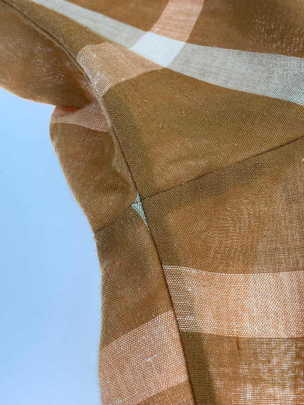 【中古品】【メンズ】 ARROW アロー 60's L/S OPEN COLLAR CHECK SHIRT VINTAGE 60年代 ロングスリーブ オープンカラー チェックシャツ 長袖 トップス ヴィンテージ 146-251207-kk-14-min サイズ：M カラー：ブラウン 万代Net店