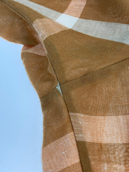 【中古品】【メンズ】 ARROW アロー 60's L/S OPEN COLLAR CHECK SHIRT VINTAGE 60年代 ロングスリーブ オープンカラー チェックシャツ 長袖 トップス ヴィンテージ 146-251207-kk-14-min サイズ：M カラー：ブラウン 万代Net店