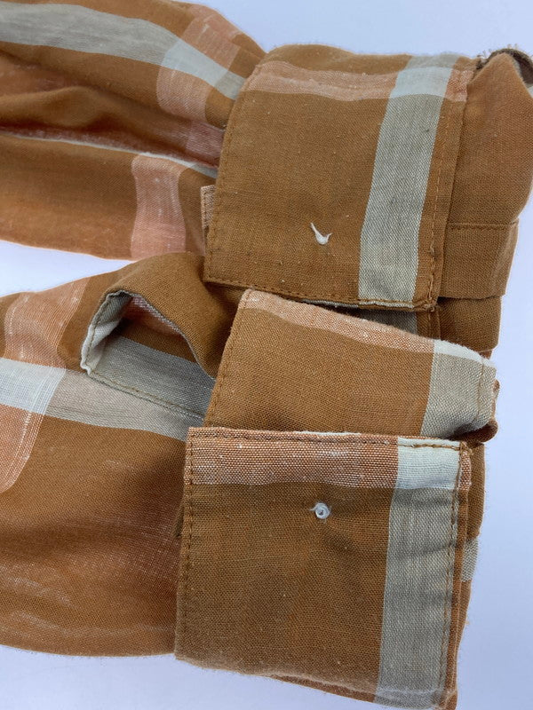 【中古品】【メンズ】 ARROW アロー 60's L/S OPEN COLLAR CHECK SHIRT VINTAGE 60年代 ロングスリーブ オープンカラー チェックシャツ 長袖 トップス ヴィンテージ 146-251207-kk-14-min サイズ：M カラー：ブラウン 万代Net店