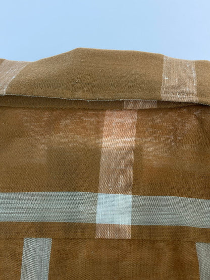 【中古品】【メンズ】 ARROW アロー 60's L/S OPEN COLLAR CHECK SHIRT VINTAGE 60年代 ロングスリーブ オープンカラー チェックシャツ 長袖 トップス ヴィンテージ 146-251207-kk-14-min サイズ：M カラー：ブラウン 万代Net店