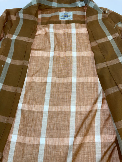 【中古品】【メンズ】 ARROW アロー 60's L/S OPEN COLLAR CHECK SHIRT VINTAGE 60年代 ロングスリーブ オープンカラー チェックシャツ 長袖 トップス ヴィンテージ 146-251207-kk-14-min サイズ：M カラー：ブラウン 万代Net店