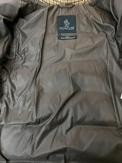 【中古品】【メンズ】 MONCLER モンクレール DOWN JACKET ダウンジャケット アウター 黒タグ 千鳥格子 141-251210-kk-43-min サイズ：1 カラー：ブラウン 万代Net店