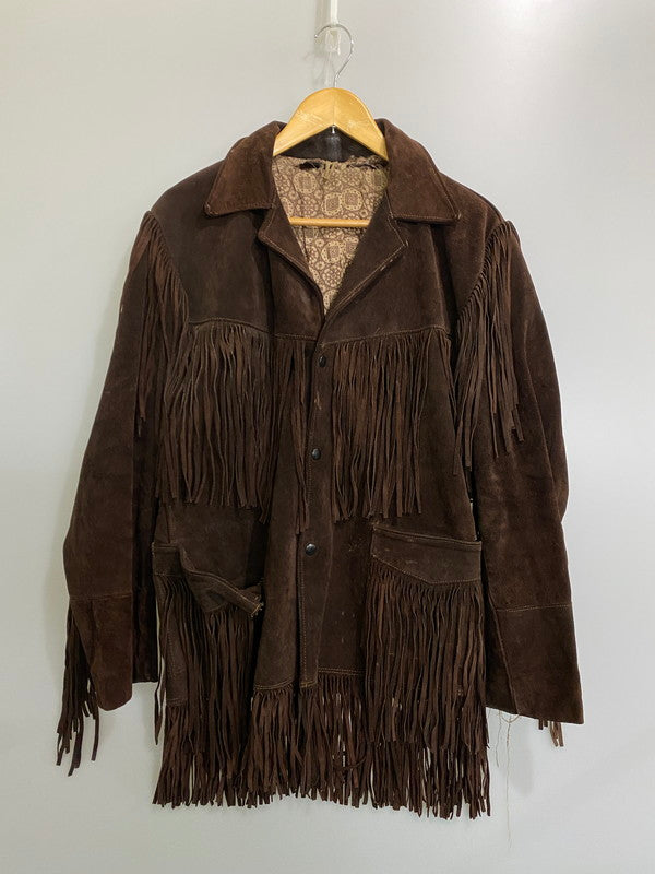 【現状渡し品】【メンズ】 JO-O-KEY ジョー オー ケイ LEATHER FRINGE JACKET レザー フリンジ ジャケット アウター 146-260918-hu-34-min サイズ：42 カラー：ブラウン 万代Net店