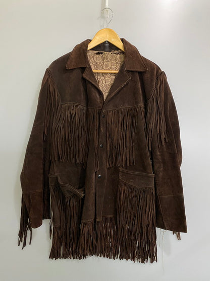 【現状渡し品】【メンズ】 JO-O-KEY ジョー オー ケイ LEATHER FRINGE JACKET レザー フリンジ ジャケット アウター 146-260918-hu-34-min サイズ：42 カラー：ブラウン 万代Net店