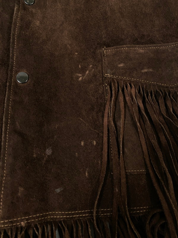 【現状渡し品】【メンズ】 JO-O-KEY ジョー オー ケイ LEATHER FRINGE JACKET レザー フリンジ ジャケット アウター 146-260918-hu-34-min サイズ：42 カラー：ブラウン 万代Net店