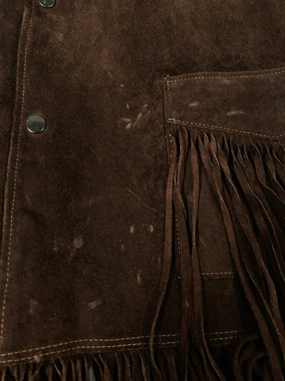 【現状渡し品】【メンズ】 JO-O-KEY ジョー オー ケイ LEATHER FRINGE JACKET レザー フリンジ ジャケット アウター 146-260918-hu-34-min サイズ：42 カラー：ブラウン 万代Net店