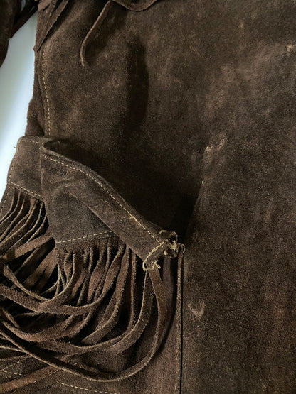 【現状渡し品】【メンズ】 JO-O-KEY ジョー オー ケイ LEATHER FRINGE JACKET レザー フリンジ ジャケット アウター 146-260918-hu-34-min サイズ：42 カラー：ブラウン 万代Net店