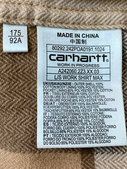 【中古品】【メンズ】 Carhartt WIP カーハート ワークインプログレス × INVINCIBLE インビジブル 別注 コラボ 24AW L/S WORK SHIRT MAX A242060 ロングスリーブ ワークシャツ マックス 長袖 トップス 142-251210-kk-49-min サイズ：M カラー：COCA MOCHA 万代Net店