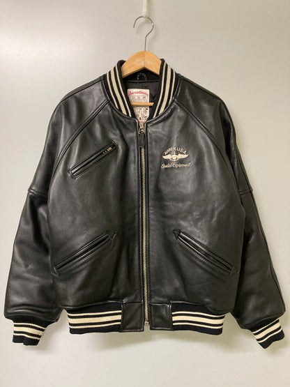 【中古品】【メンズ】 AVIREX アヴィレックス ALL LEATHER VARSITY JACKET 6181032 オールレザー バーシティージャケット アウター スタジャン 145-251210-kk-03-min サイズ：S カラー：ブラック 万代Net店