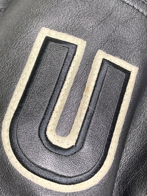 【中古品】【メンズ】 AVIREX アヴィレックス ALL LEATHER VARSITY JACKET 6181032 オールレザー バーシティージャケット アウター スタジャン 145-251210-kk-03-min サイズ：S カラー：ブラック 万代Net店