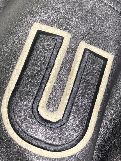 【中古品】【メンズ】 AVIREX アヴィレックス ALL LEATHER VARSITY JACKET 6181032 オールレザー バーシティージャケット アウター スタジャン 145-251210-kk-03-min サイズ：S カラー：ブラック 万代Net店