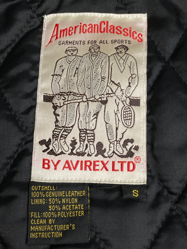 【中古品】【メンズ】 AVIREX アヴィレックス ALL LEATHER VARSITY JACKET 6181032 オールレザー バーシティージャケット アウター スタジャン 145-251210-kk-03-min サイズ：S カラー：ブラック 万代Net店