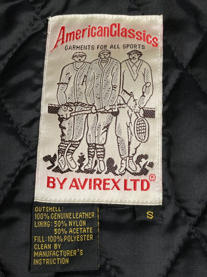 【中古品】【メンズ】 AVIREX アヴィレックス ALL LEATHER VARSITY JACKET 6181032 オールレザー バーシティージャケット アウター スタジャン 145-251210-kk-03-min サイズ：S カラー：ブラック 万代Net店
