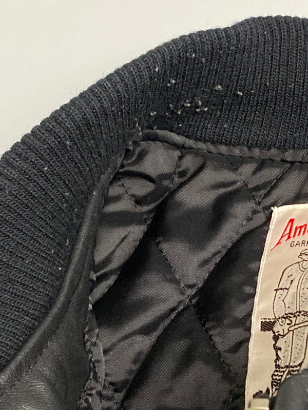 【中古品】【メンズ】 AVIREX アヴィレックス ALL LEATHER VARSITY JACKET 6181032 オールレザー バーシティージャケット アウター スタジャン 145-251210-kk-03-min サイズ：S カラー：ブラック 万代Net店