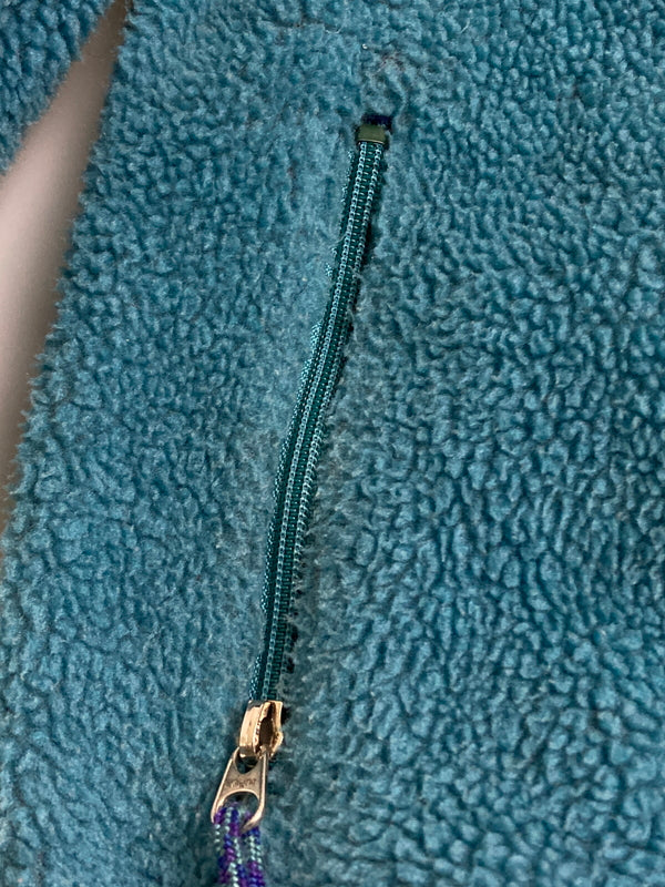 【中古品】【キッズ】 patagonia パタゴニア 90's KIDS FLEECE JACKET 90年代 キッズ フリースジャケット ライトアウター 雪無しタグ 173-251213-kk-23-min サイズ：14 カラー：ターコイズブルー 万代Net店