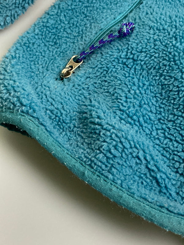 【中古品】【キッズ】 patagonia パタゴニア 90's KIDS FLEECE JACKET 90年代 キッズ フリースジャケット ライトアウター 雪無しタグ 173-251213-kk-23-min サイズ：14 カラー：ターコイズブルー 万代Net店