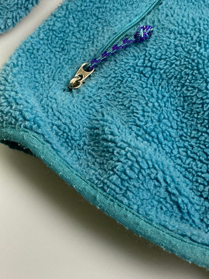 【中古品】【キッズ】 patagonia パタゴニア 90's KIDS FLEECE JACKET 90年代 キッズ フリースジャケット ライトアウター 雪無しタグ 173-251213-kk-23-min サイズ：14 カラー：ターコイズブルー 万代Net店