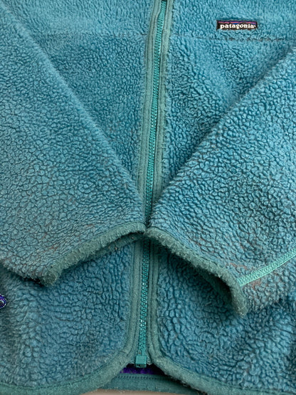 【中古品】【キッズ】 patagonia パタゴニア 90's KIDS FLEECE JACKET 90年代 キッズ フリースジャケット ライトアウター 雪無しタグ 173-251213-kk-23-min サイズ：14 カラー：ターコイズブルー 万代Net店