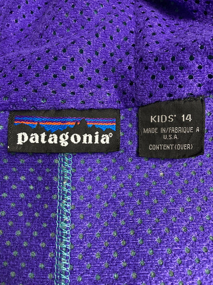 【中古品】【キッズ】 patagonia パタゴニア 90's KIDS FLEECE JACKET 90年代 キッズ フリースジャケット ライトアウター 雪無しタグ 173-251213-kk-23-min サイズ：14 カラー：ターコイズブルー 万代Net店