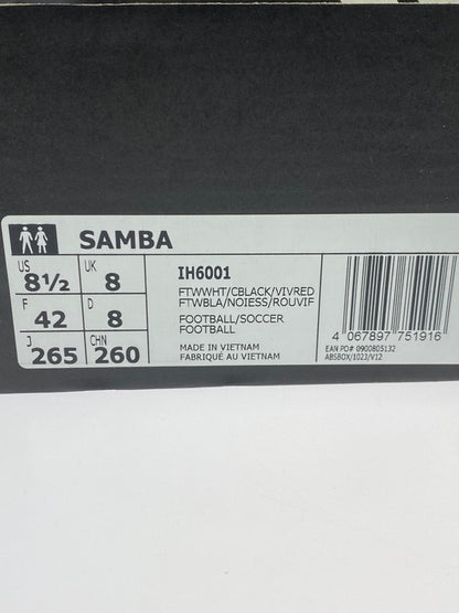 【中古美品】【メンズ】 adidas アディダス SAMBA IH6001 サンバ スニーカー 靴 161-251212-yn-14-min サイズ：26.5cm カラー：FOOTWEAR WHITE/CORE BLACK/VIVID RED 万代Net店