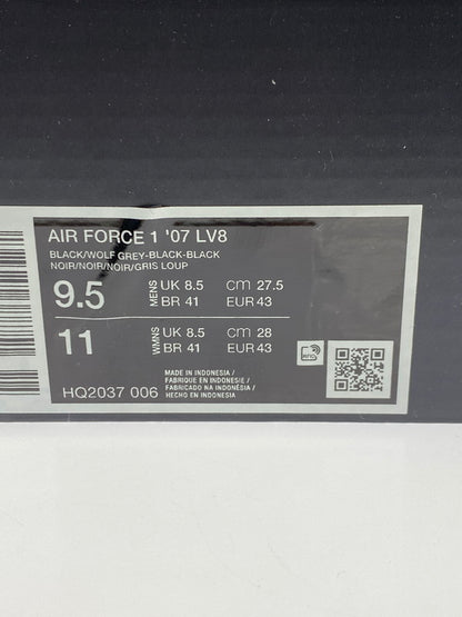 【中古美品】【メンズ】 NIKE ナイキ AIR FORCE 1 '07 LV8 HQ2037-006 エア フォース 1 スニーカー 靴 160-251212-yn-13-min サイズ：27.5cm US9.5 カラー：BLACK/WOLF GREY-BLACK-BLACK 万代Net店
