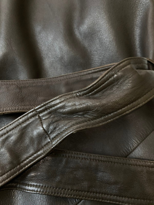 【中古品】【メンズ】 PIERRE BALMAIN ピエール・バルマン 90's LEATHER LONG COAT 90年代 レザーロングコート アウター 146-251213-yn-21-min サイズ：50 カラー：ブラウン 万代Net店