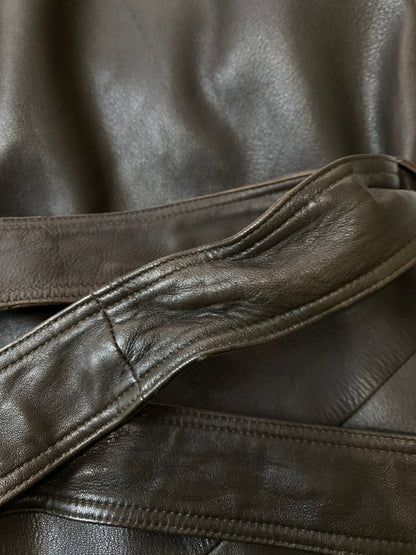 【中古品】【メンズ】 PIERRE BALMAIN ピエール・バルマン 90's LEATHER LONG COAT 90年代 レザーロングコート アウター 146-251213-yn-21-min サイズ：50 カラー：ブラウン 万代Net店