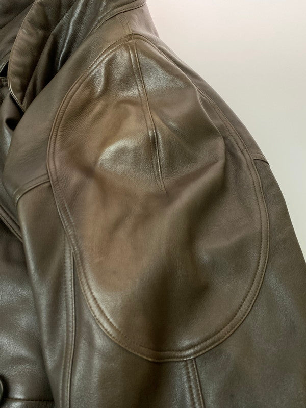 【中古品】【メンズ】 PIERRE BALMAIN ピエール・バルマン 90's LEATHER LONG COAT 90年代 レザーロングコート アウター 146-251213-yn-21-min サイズ：50 カラー：ブラウン 万代Net店