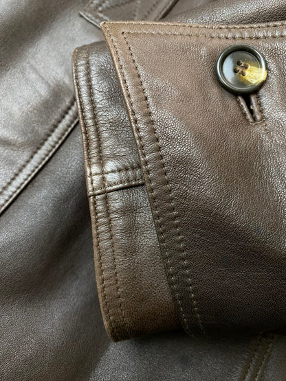 【中古品】【メンズ】 PIERRE BALMAIN ピエール・バルマン 90's LEATHER LONG COAT 90年代 レザーロングコート アウター 146-251213-yn-21-min サイズ：50 カラー：ブラウン 万代Net店