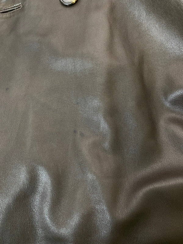 【中古品】【メンズ】 PIERRE BALMAIN ピエール・バルマン 90's LEATHER LONG COAT 90年代 レザーロングコート アウター 146-251213-yn-21-min サイズ：50 カラー：ブラウン 万代Net店