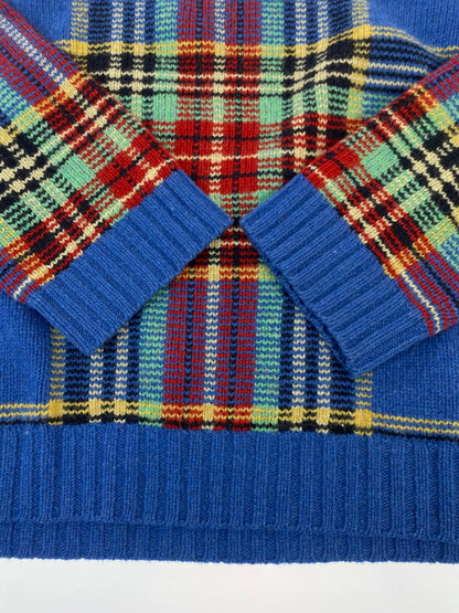 【中古品】【メンズ】 RALPH LAUREN ラルフローレン ELBOW PATCH WOOL KNIT 90S エルボー パッチ ウール ニット セーター メンズ トップス 146-251212-em-27-min サイズ：XL カラー：ブルー系 万代Net店