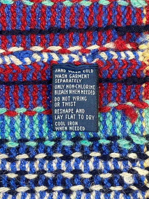 【中古品】【メンズ】 RALPH LAUREN ラルフローレン ELBOW PATCH WOOL KNIT 90S エルボー パッチ ウール ニット セーター メンズ トップス 146-251212-em-27-min サイズ：XL カラー：ブルー系 万代Net店