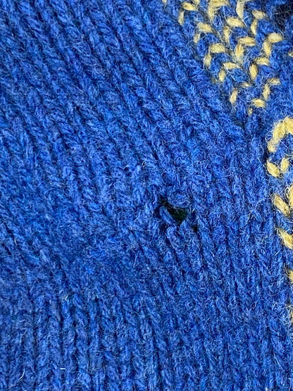 【中古品】【メンズ】 RALPH LAUREN ラルフローレン ELBOW PATCH WOOL KNIT 90S エルボー パッチ ウール ニット セーター メンズ トップス 146-251212-em-27-min サイズ：XL カラー：ブルー系 万代Net店