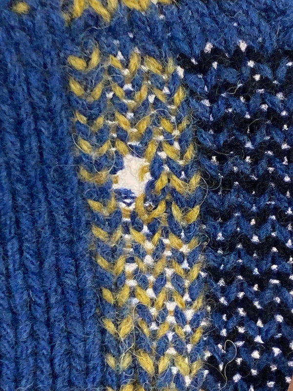 【中古品】【メンズ】 RALPH LAUREN ラルフローレン ELBOW PATCH WOOL KNIT 90S エルボー パッチ ウール ニット セーター メンズ トップス 146-251212-em-27-min サイズ：XL カラー：ブルー系 万代Net店