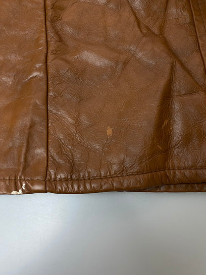 【現状渡し品】【メンズ】 SEARS シアーズ LEATHER COAT THE LEATHER SHOP 70S レザー コート 70年代 ザ レザー ショップ メンズ アウター シングル ライナー付 ヴィンテージ 146-251214-em-17-min サイズ：44Tall カラー：ブラウン 万代Net店