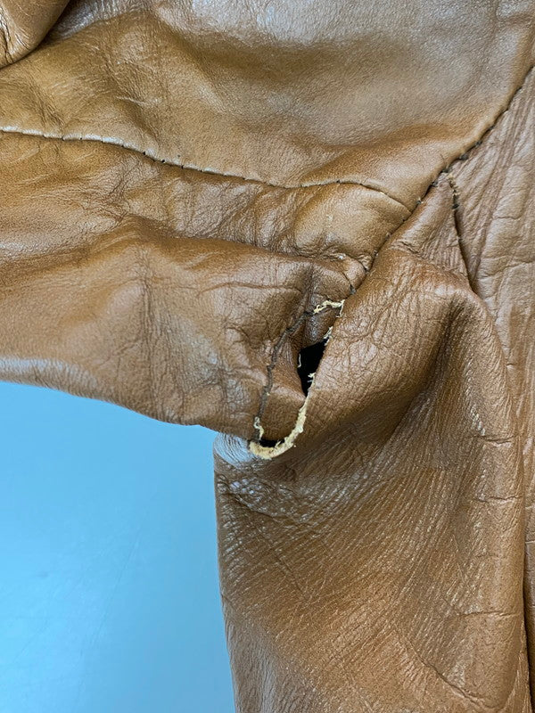 【現状渡し品】【メンズ】 SEARS シアーズ LEATHER COAT THE LEATHER SHOP 70S レザー コート 70年代 ザ レザー ショップ メンズ アウター シングル ライナー付 ヴィンテージ 146-251214-em-17-min サイズ：44Tall カラー：ブラウン 万代Net店