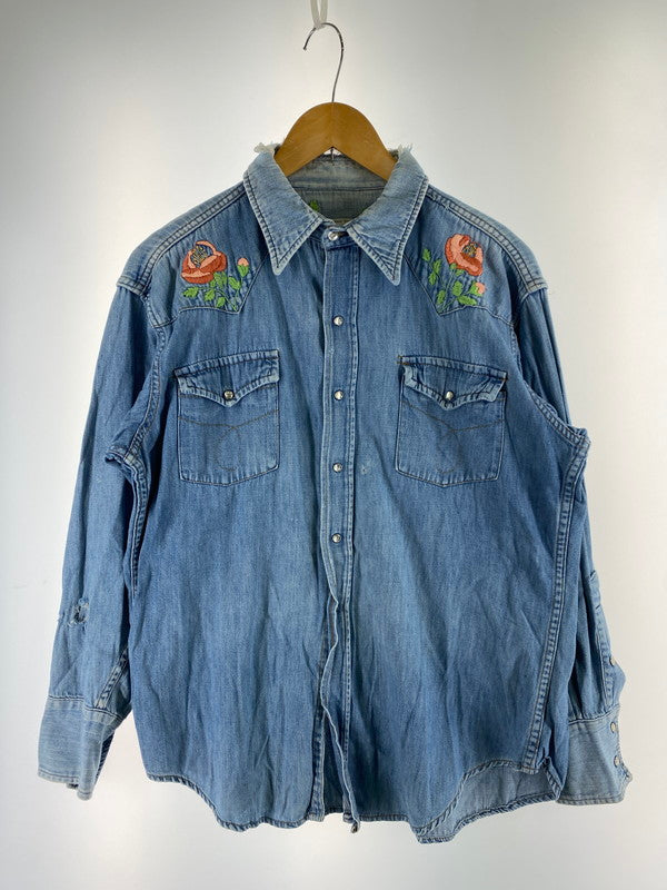 【現状渡し品】【メンズ】 RANCHCRAFT ランチクラフト 70'S DENIM SHIRT デニムシャツ 70年代 メンズ トップス 花刺繍 146-251214-em-41-min カラー：インディゴブルー 万代Net店
