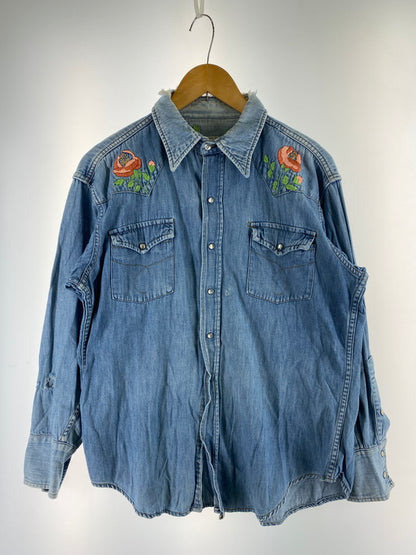 【現状渡し品】【メンズ】 RANCHCRAFT ランチクラフト 70'S DENIM SHIRT デニムシャツ 70年代 メンズ トップス 花刺繍 146-251214-em-41-min カラー：インディゴブルー 万代Net店