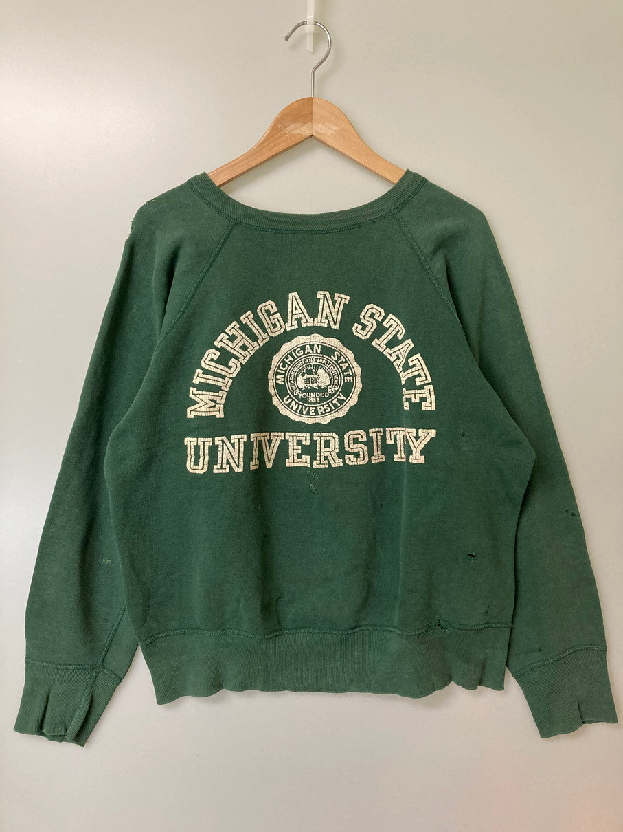 【現状渡し品】【メンズ】 VINTAGE ヴィンテージ 60'S COLLEGE SWEATSHIRT カレッジ スウェット プリント シャツ 60年代 メンズ トップス 長袖 146-251214-em-49-min カラー：グリーン 万代Net店