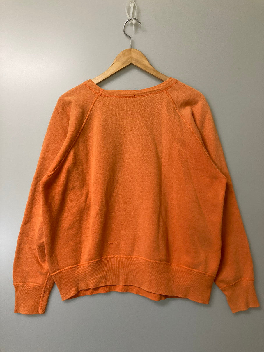 【現状渡し品】【メンズ】 Champion チャンピオン COLLEGE SWEATSHIRT 60'S カレッジ プリント スウェット シャツ 60年代 トレーナー ヴィンテージ 146-251214-em-48-min サイズ：L カラー：オレンジ 万代Net店