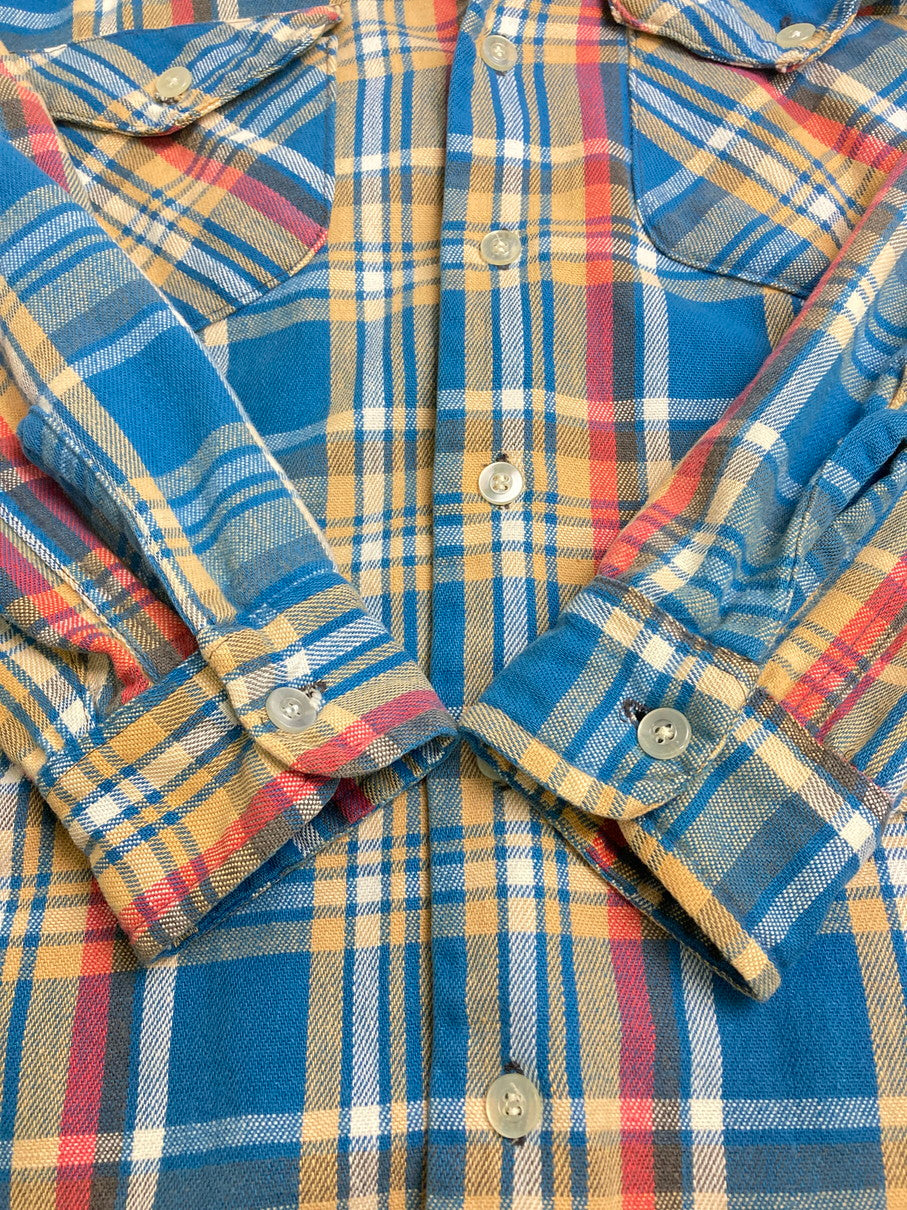 【中古品】【メンズ】 OSHKOSH オシュコシュ FLANNEL SHIRT 70'S フランネルシャツ メンズ トップス 70年代 ヴィンテージ 146-251214-em-46-min カラー：マルチカラー（チェック柄） 万代Net店