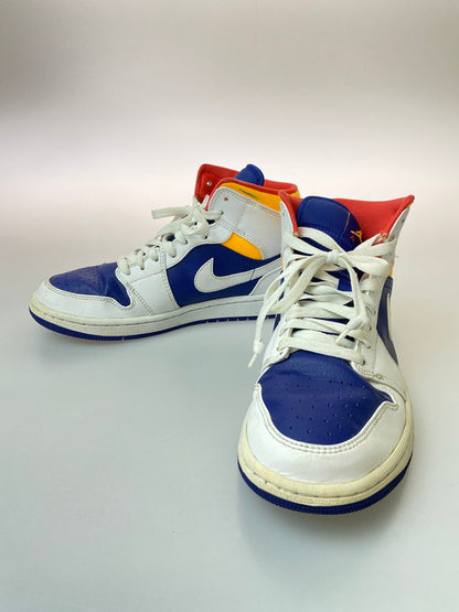 【中古品】【メンズ】 NIKE ナイキ AIR JORDAN 1 MID WHITE NAVY YELLOW 554724-131 エアジョーダン1 ミッド メンズ スニーカー 靴 シューズ 160-251216-em-29-min サイズ：26.0cm カラー：ホワイト/ネイビー/イエロー 万代Net店